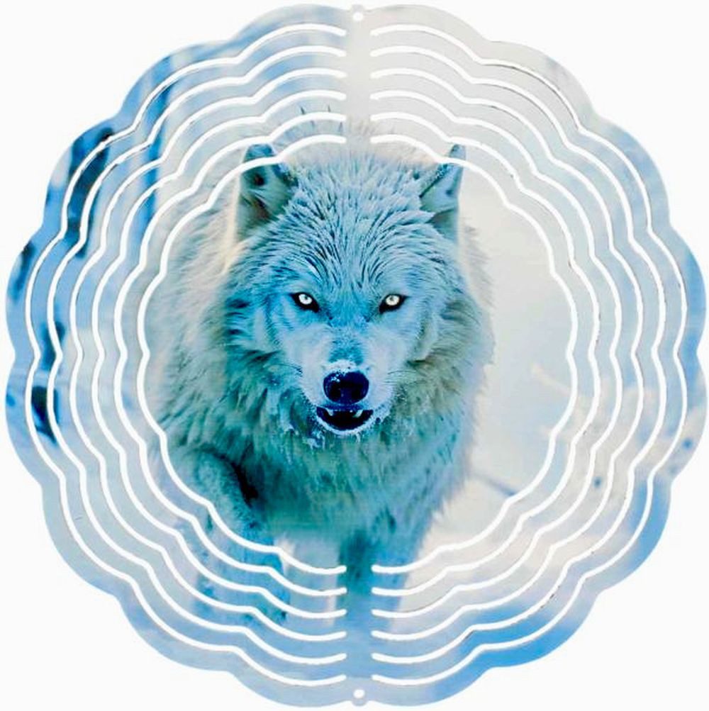Ladreas Windspiel Edelstahl 3D Windspiel Windspinner 20cm Wolf 2 WI228
