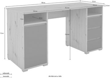 Homexperts Schreibtisch Loop, mit 3 Schubkästen und 1 Tür
