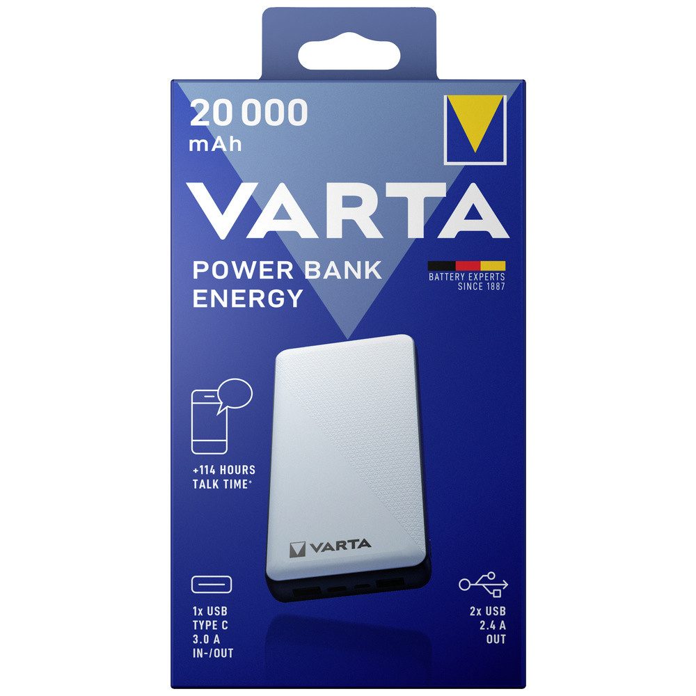 VARTA Varta Power Bank Energy 20000 Powerbank 20000 mAh LiPo USB-C® Weiß/Sc Powerbank 20000 mAh