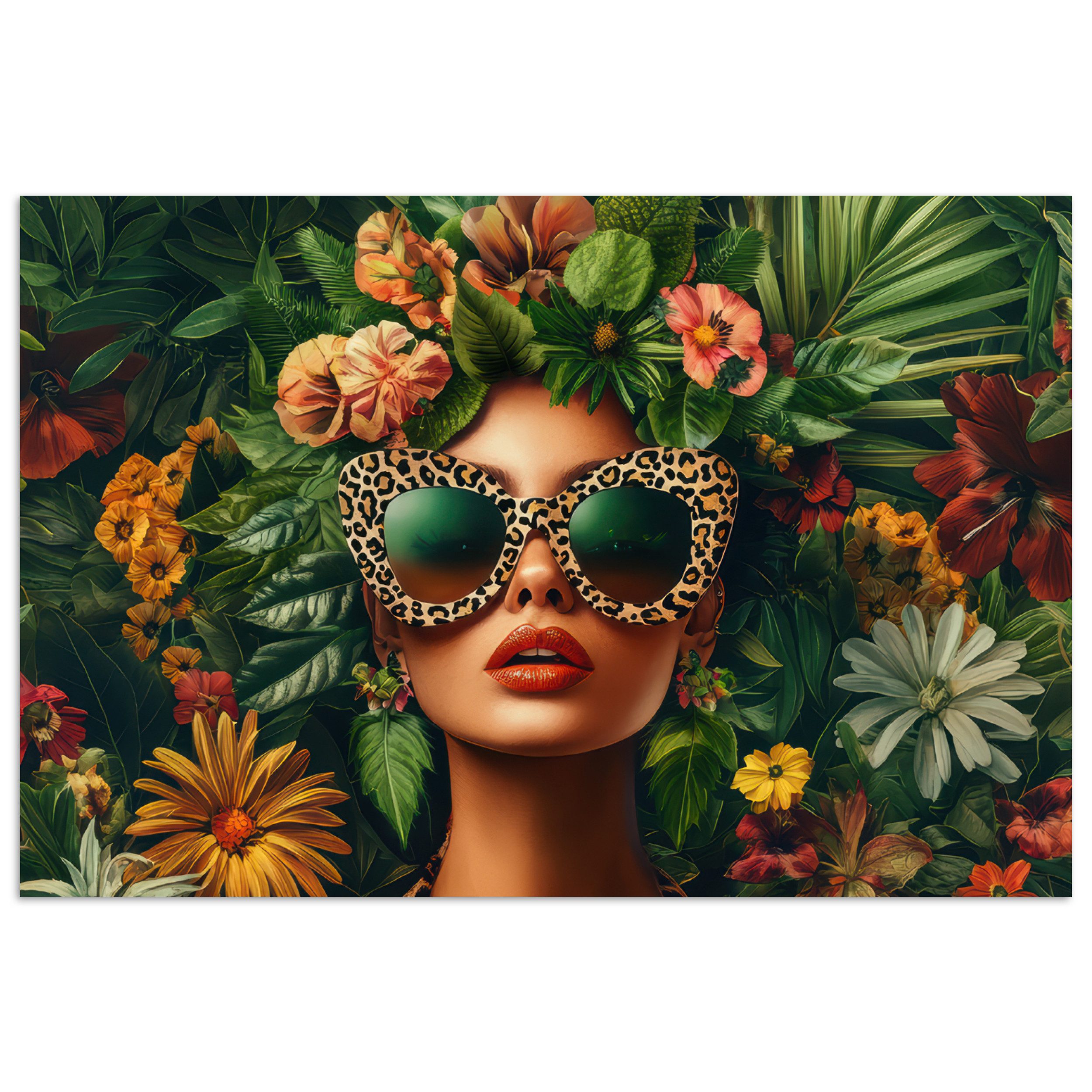 MuchoWow Poster Frau - Pantherdruck - Dschungel - Natur - Luxus, (1 St), Poster ohne Rahmen, Wandbild, Wandposter, 30x20 cm