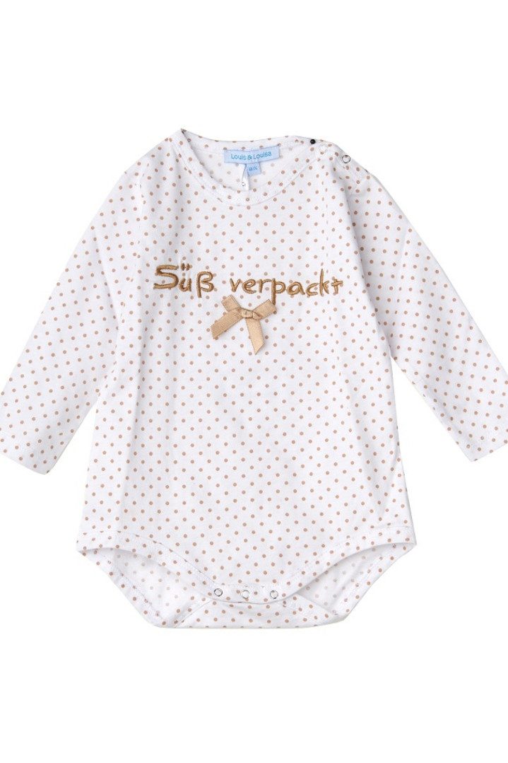 Louis & Louisa Trachtenkleid Baby Body - SÜß VERPACKT/LANGARM - weiß/caramel