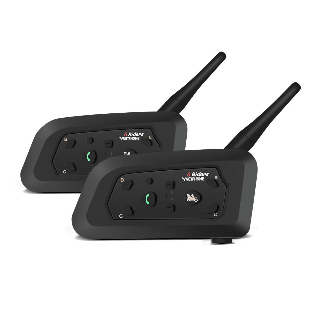 Tourtecs Funkgerät Set Intercom Motorrad Bluetooth Kommunikationssystem IK6 + Headset 2 S