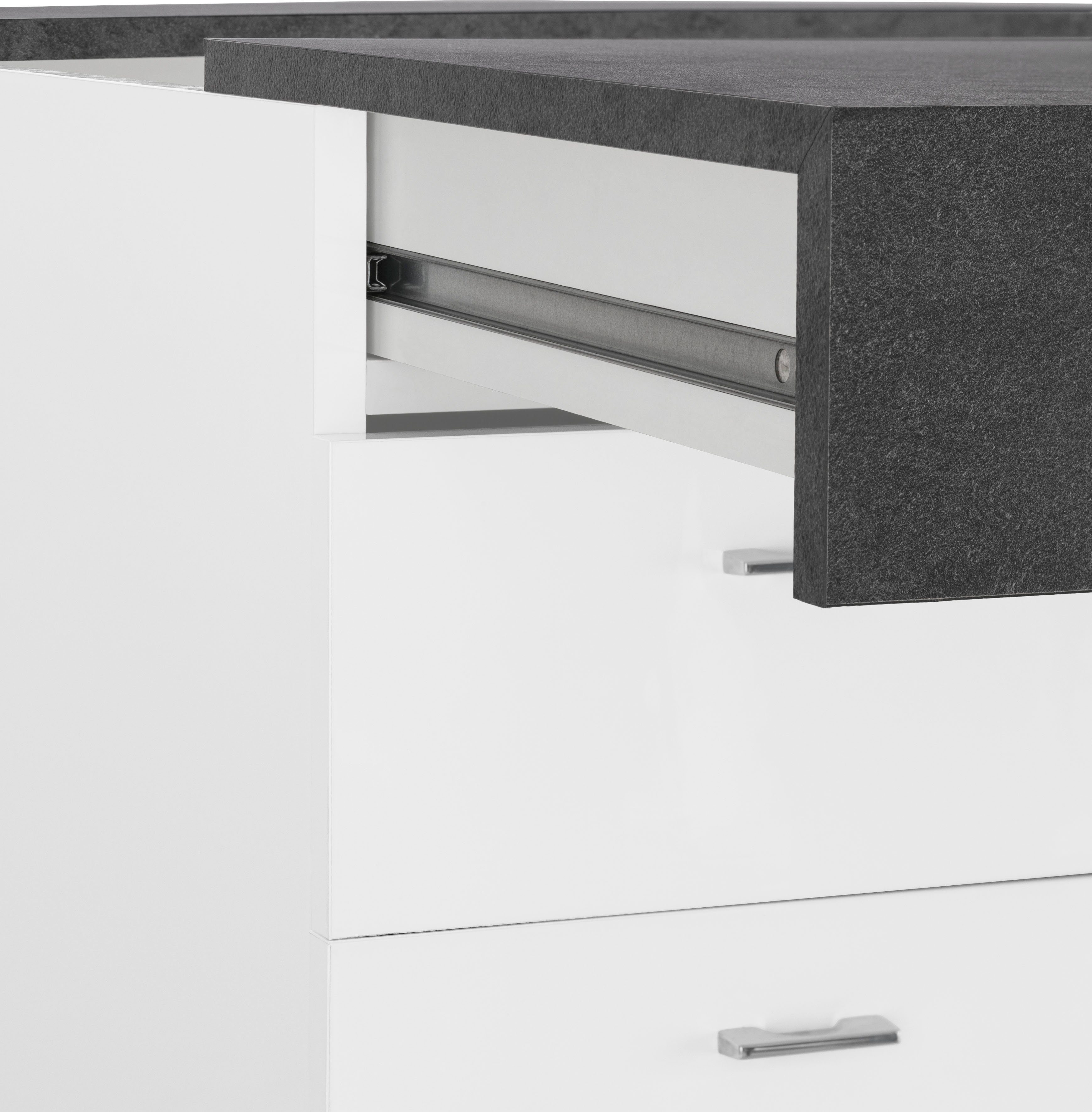 Tecnos Schreibtisch schiefer /schiefer ausziehbar | weiß Sliding, Tischplatte Hochglanz