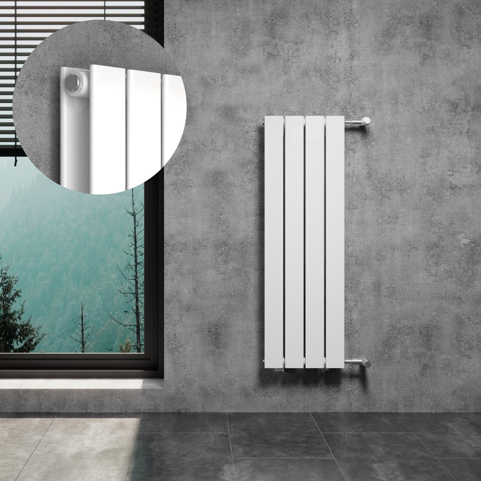 WITEN&NOCK Designheizkörper Flach Paneelheizkörper mit Seitenanschluss Nabenabstand 900mm Weiß, horizontal, doppellagig/Einlagig