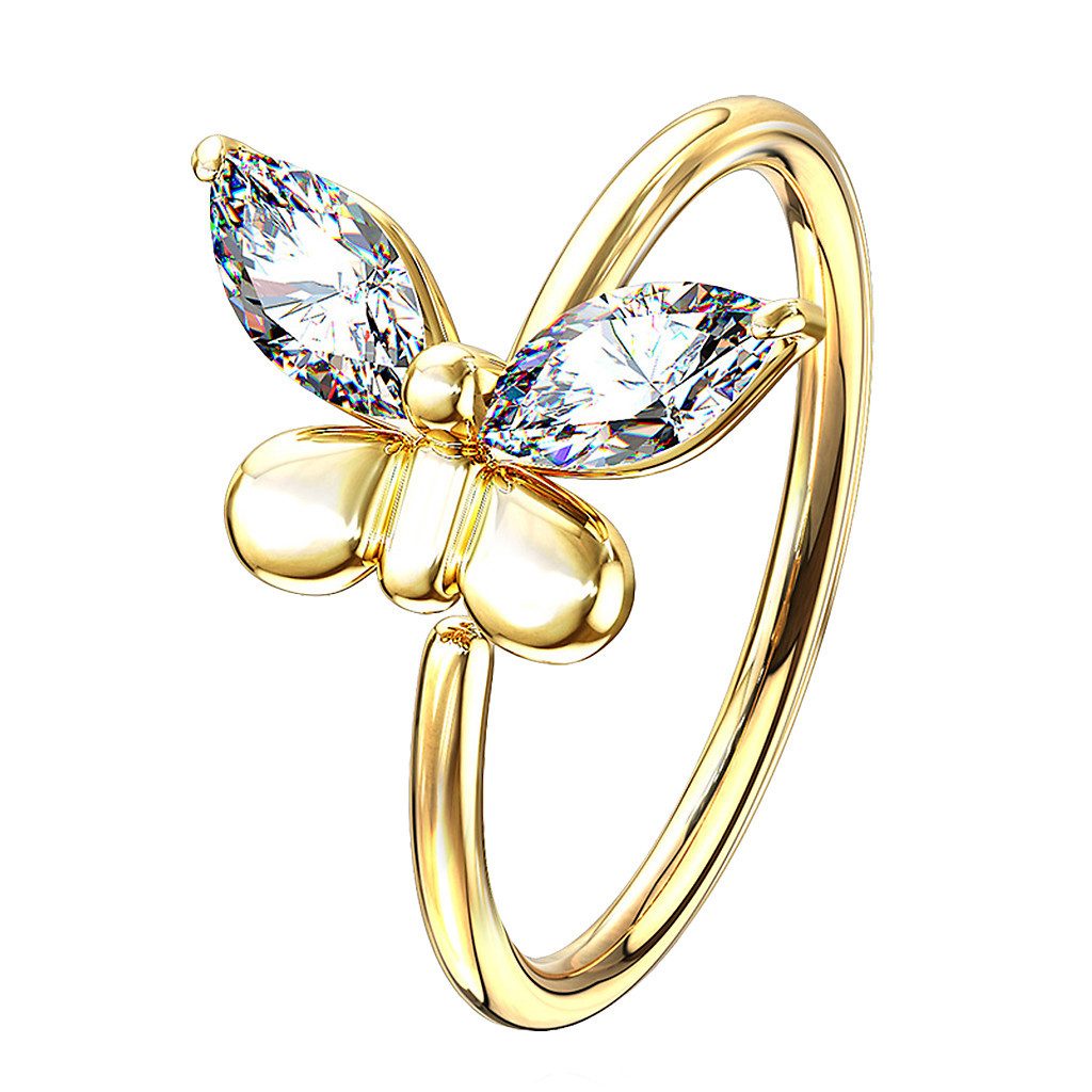 Taffstyle Nasenpiercing Piercing Schmetterling Chirurgenstahl Ohrpiercing Tragus Nasen Ring, Biegbarer Piercing Ring Zirkonia Schmetterling Schmuck Ohr Nase Lippe