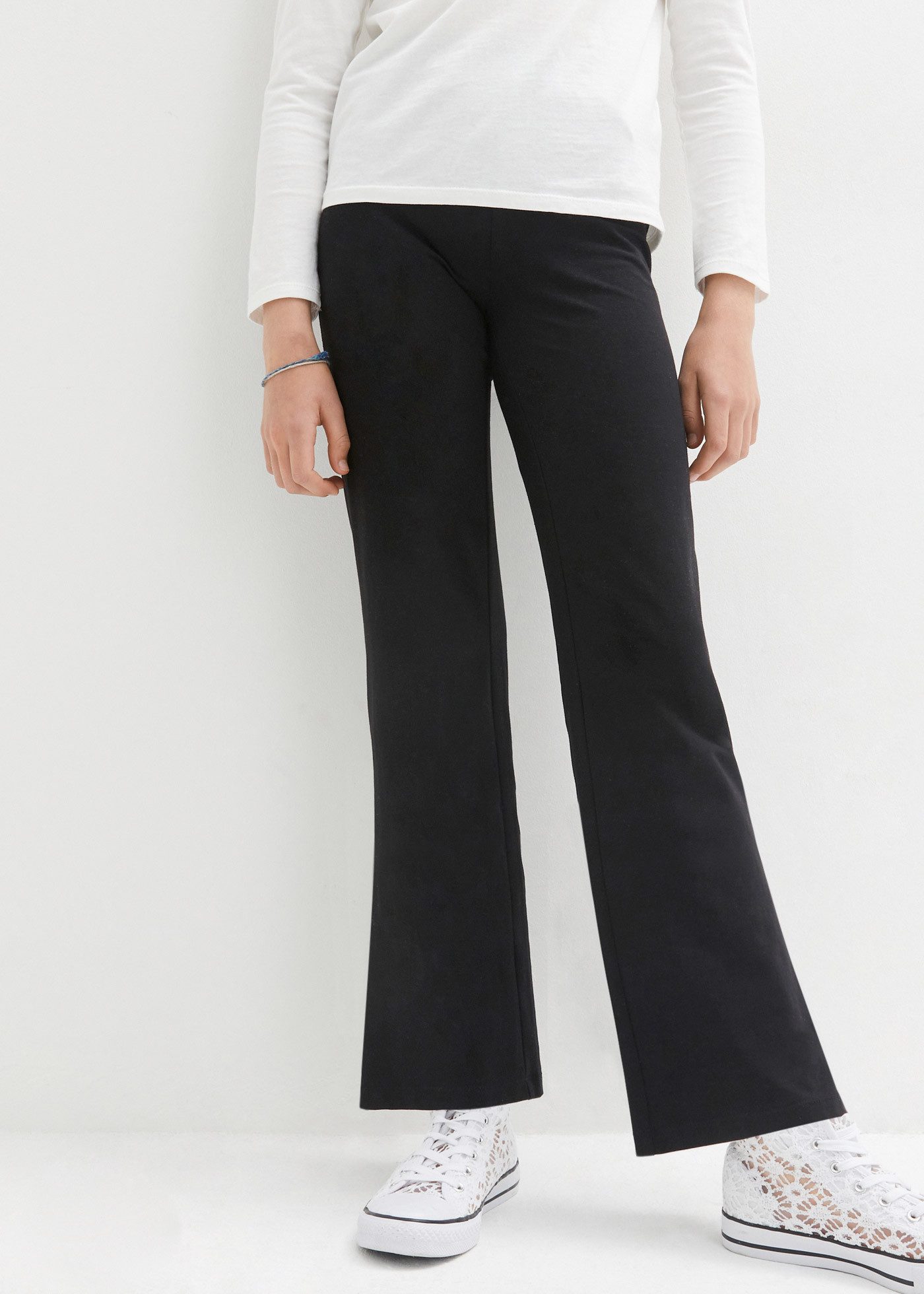 bonprix Schlaghose Schlaghose aus Baumwoll-Mix mit seitlichen Schlitzen