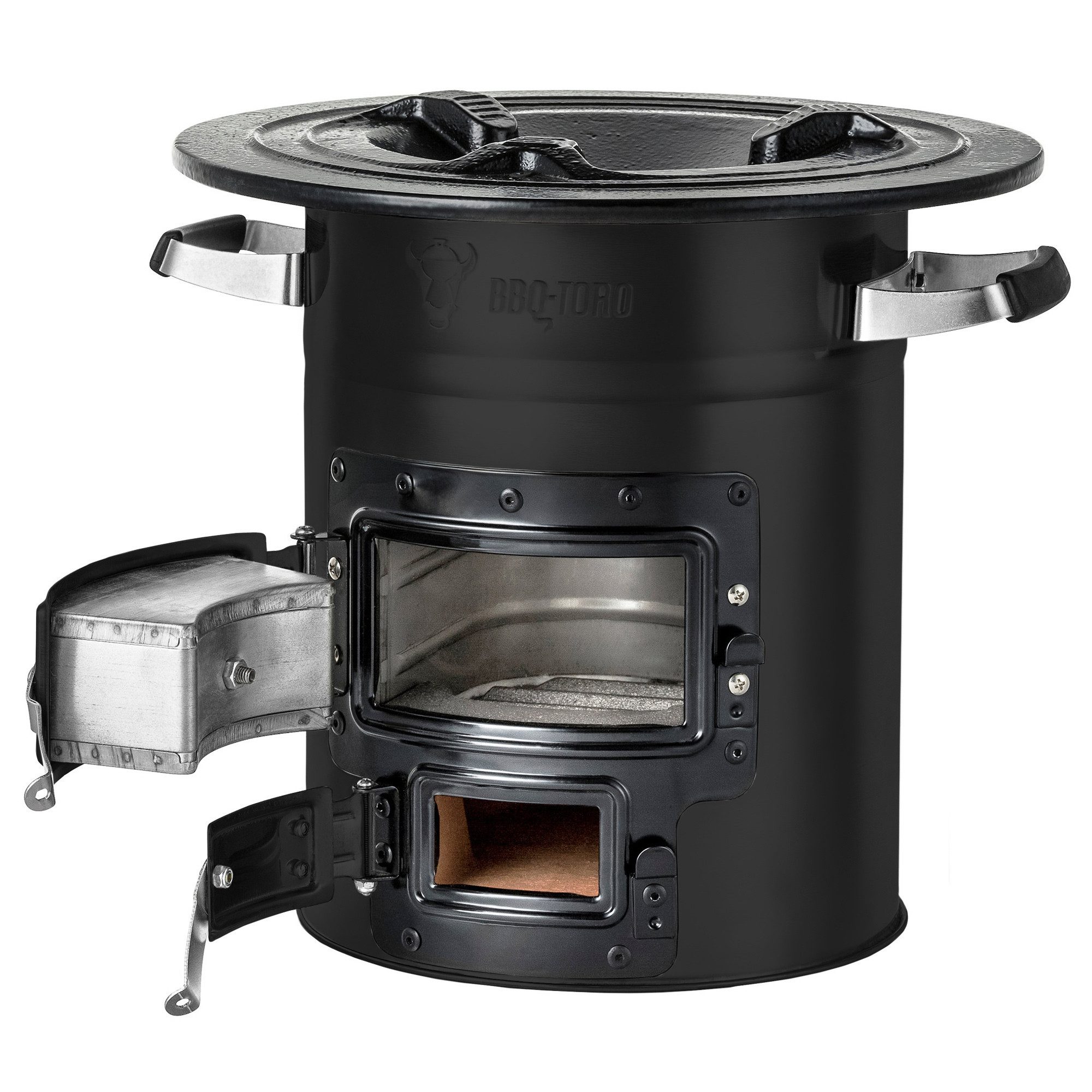 BBQ-Toro Fire Pit Rocket Stove RAKETE #2, black, Rocket Stove for Dutch Oven, Thanks to the chimney effect the wood is burned effectively.