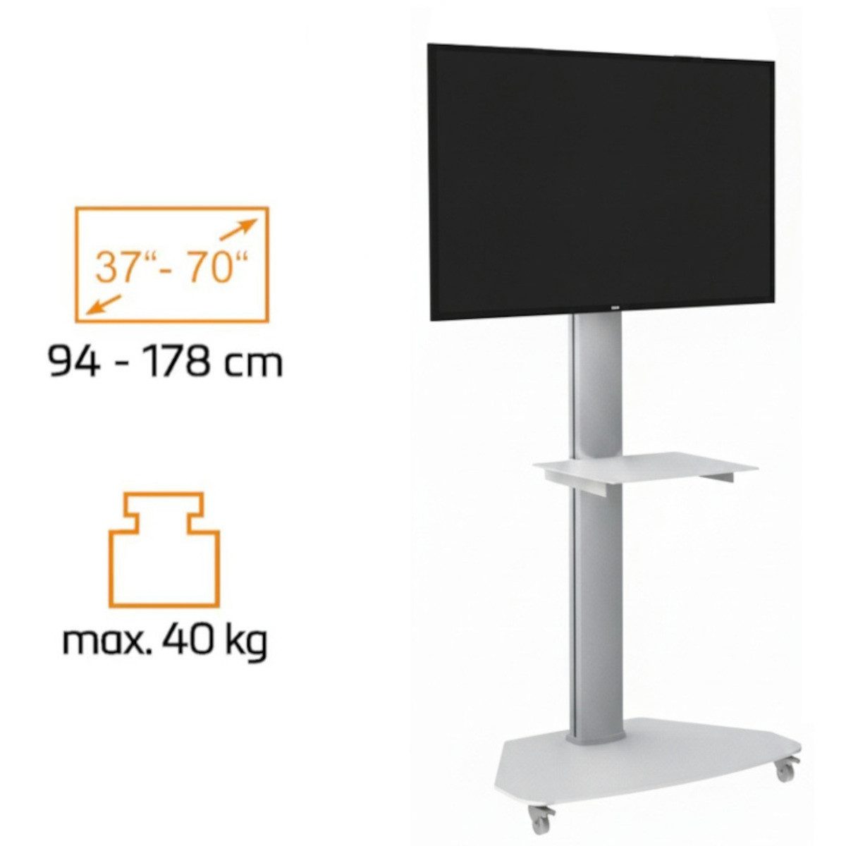 my wall TV-Standfuß HP1DWL, (bis 70 Zoll, rollbar mit feststellbaren Rädern)
