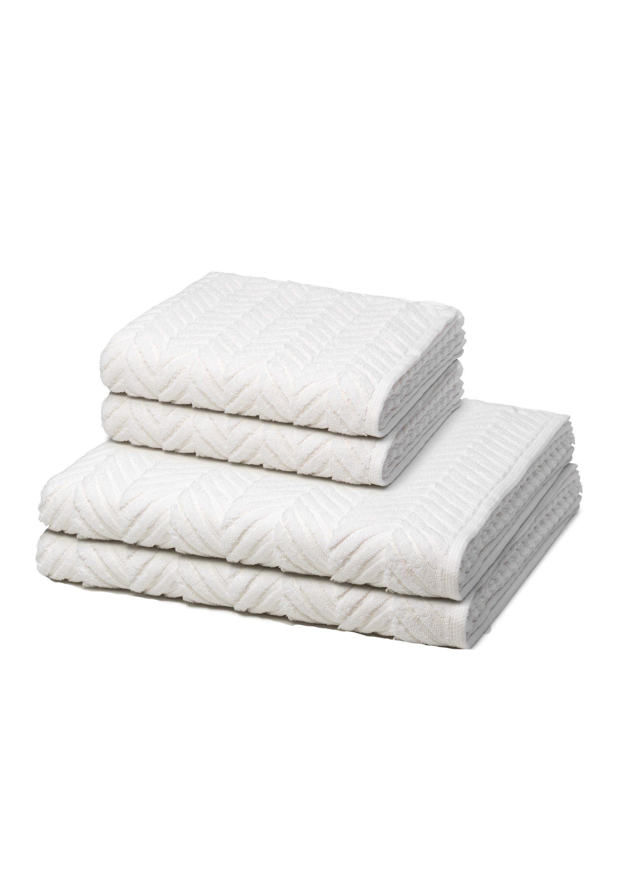 ROSS Handtuch Set Sensual Skin, Walkfrottee, (Spar-Set, 4-tlg), 2 X Handtuch 2 X Duschtuch im Set - Baumwolle - Schnelltrocknend Weiß