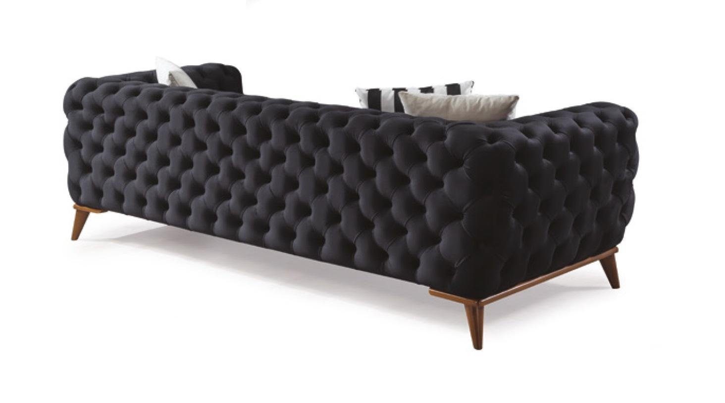 Couch, Dreisitzer 3-er Neu Schwarzer Luxus in Made Möbel Chesterfield Europe JVmoebel Chesterfield-Sofa