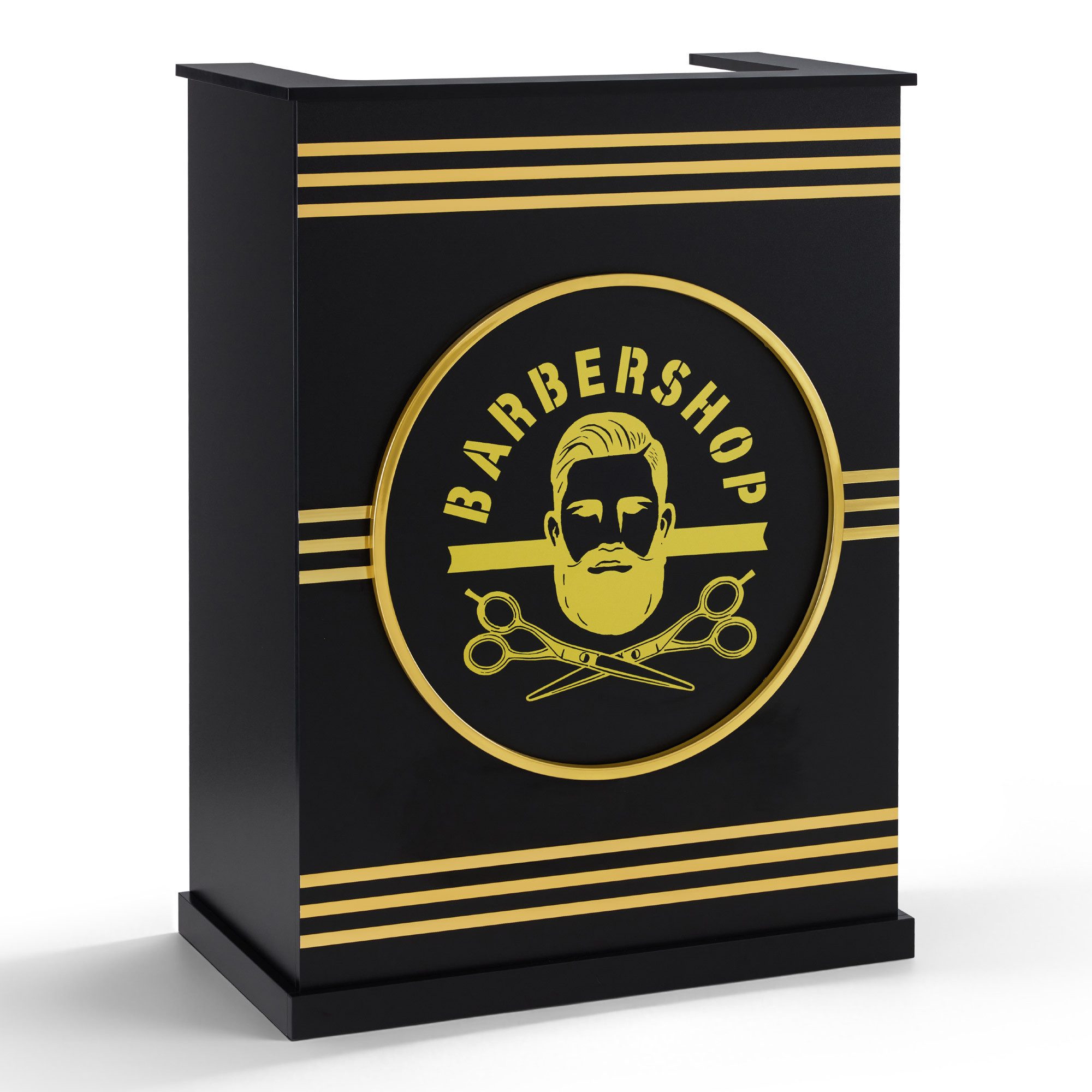 Barberpub Empfangstheke BarberPub Empfangstheke mit 1 Schublade, Rezeptionstisch Schwarz R9788, Rezeptionstheke Schmal, mit 1 Schublade & 1 Schrank
