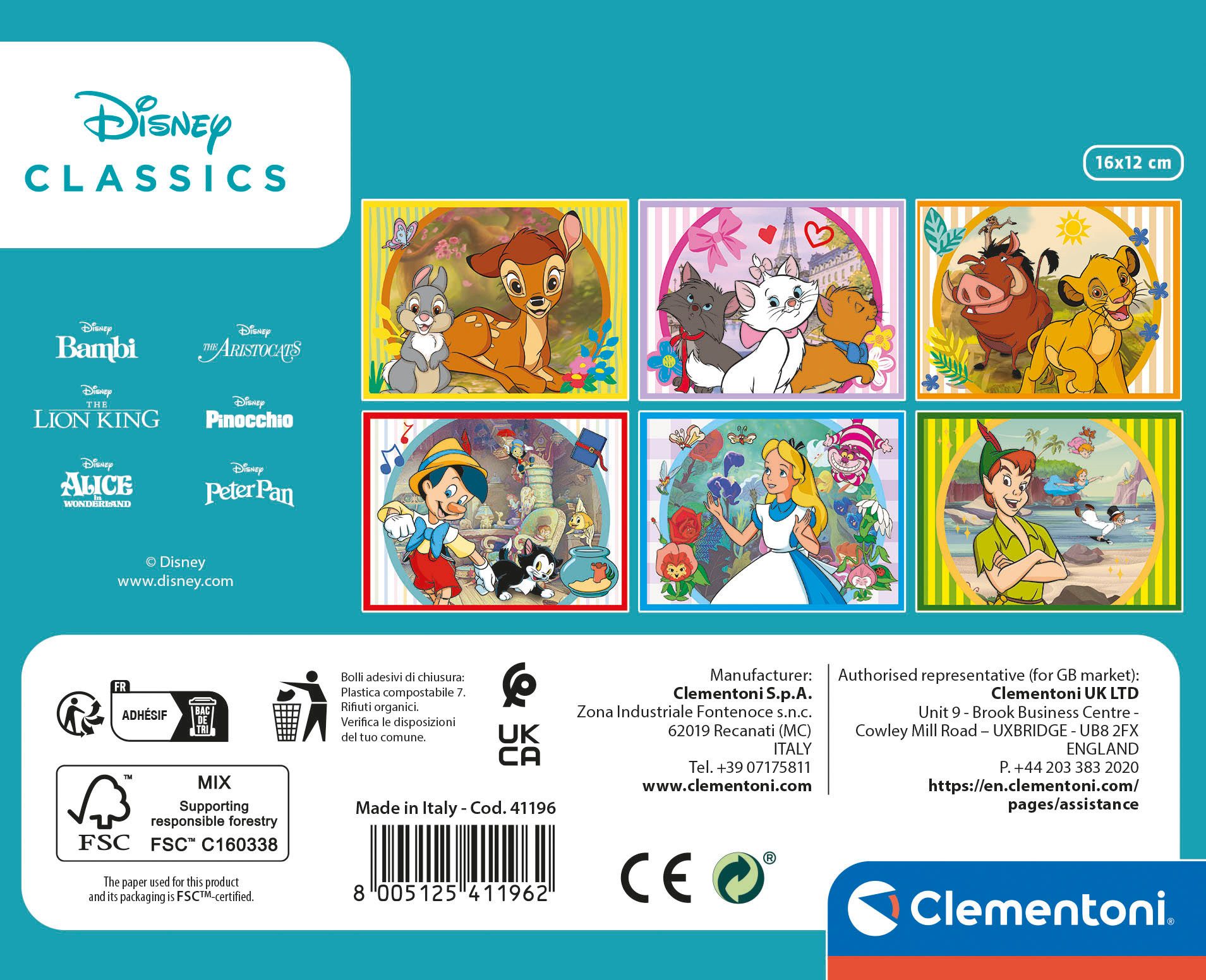 Clementoni® Würfelpuzzle Disney Classics, 12 Puzzleteile, Made in Europe