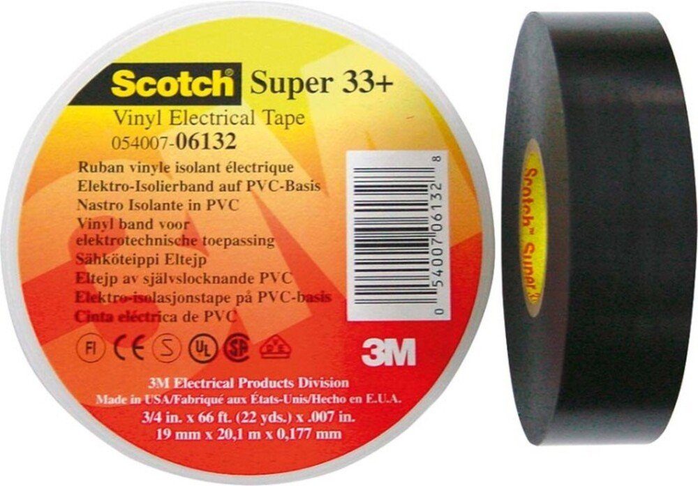 3M Klemmen 3M Deutschland PVC Elektro-Isolierband ScotchSuper33+ 19x33