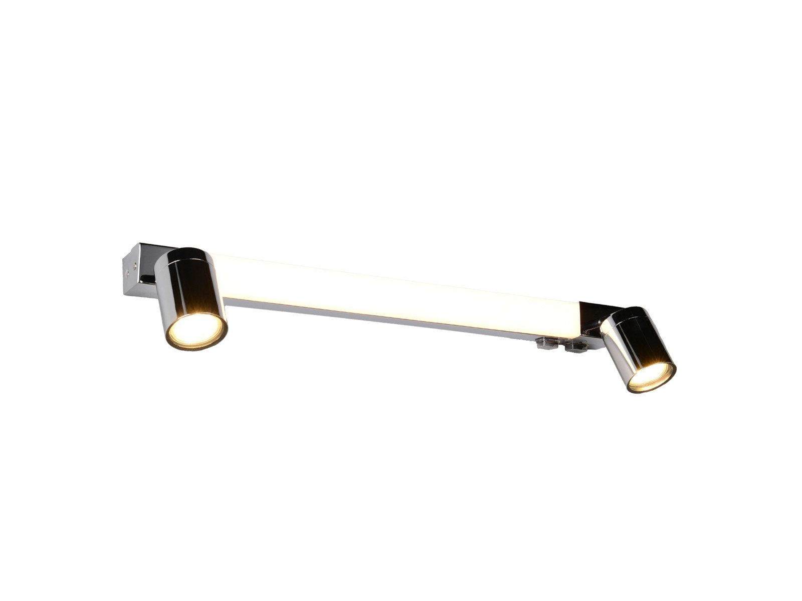 TRIO Leuchten LED Spiegelleuchte mit Schalter & 2 Strahlern, Breite 60cm, Memoryfunktion, LED fest integriert, LED wechselbar, Neutralweiß, Warmweiß, Badezimmer Spiegel-Lampe, Bad Spots inkl. GU10 LED