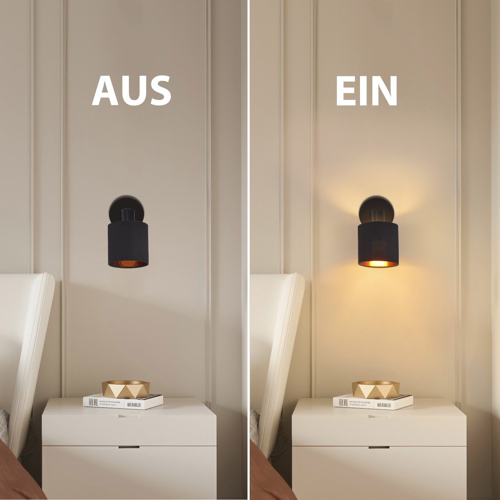 ZMH Deckenstrahler Deckenleuchte Vintage Schwenkbar 350° E14 Wohnzimmer, Augenschutz, ohne Leuchtmittel, Schwenkbar E14 X Schwarz