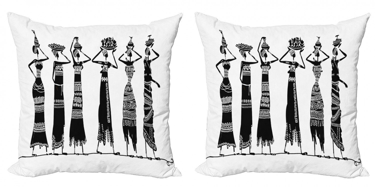 Kissenbezüge Modern Accent Doppelseitiger Digitaldruck, Abakuhaus (2 Stück), afrikanische Frau Frauen Krug Kleid