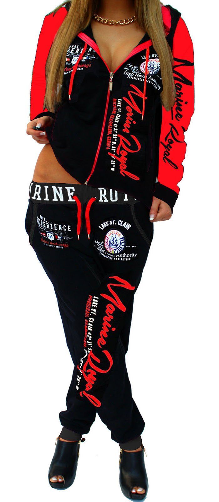 Jogginganzug Damen Trainingsanzug Sportanzug Freizeitanzug Fitness Marine Royal
