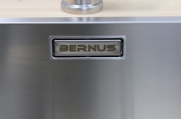 BERNUS Küchentechnik Edelstahlspüle BERNUS VENIXX BA40, Quadratisch, 44/44 cm, 3 in 1 geeignet für Flacheinbau, Flächenbündige Montage und Unterbau, Rechteckiger Ablauf und Ventil im Design abgestimmt auf den verdeckten Überlauf