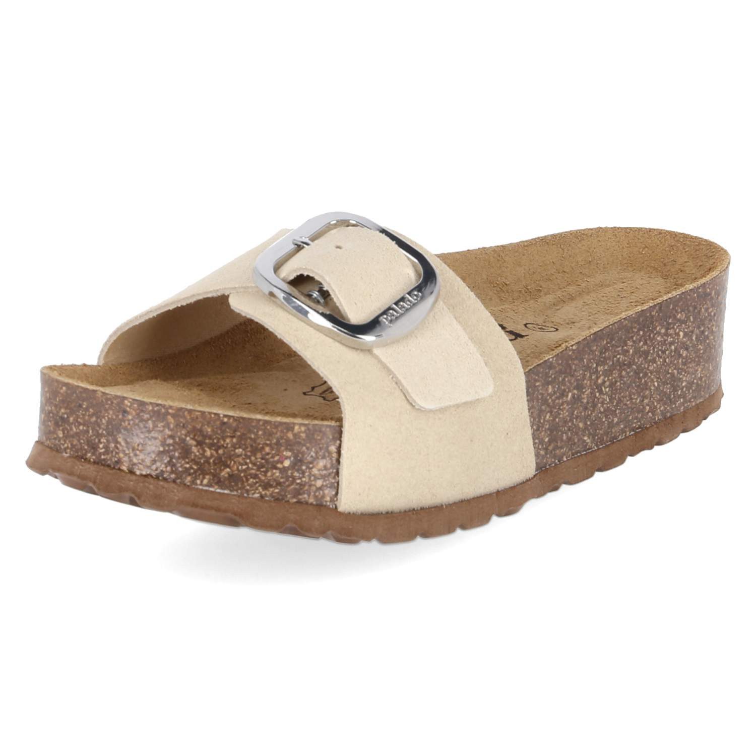 Palado Palado Flache Pantoletten PALA-251-781589-03 Damen Rauleder beige Pantolette – Bild 2 von 5
