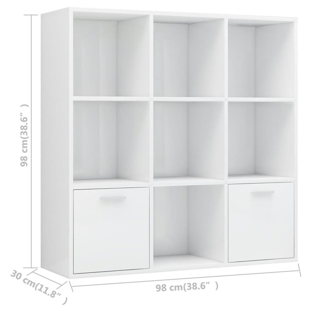 cm furnicato Bücherregal Hochglanz-Weiß 98x30x98 Holzwerkstoff