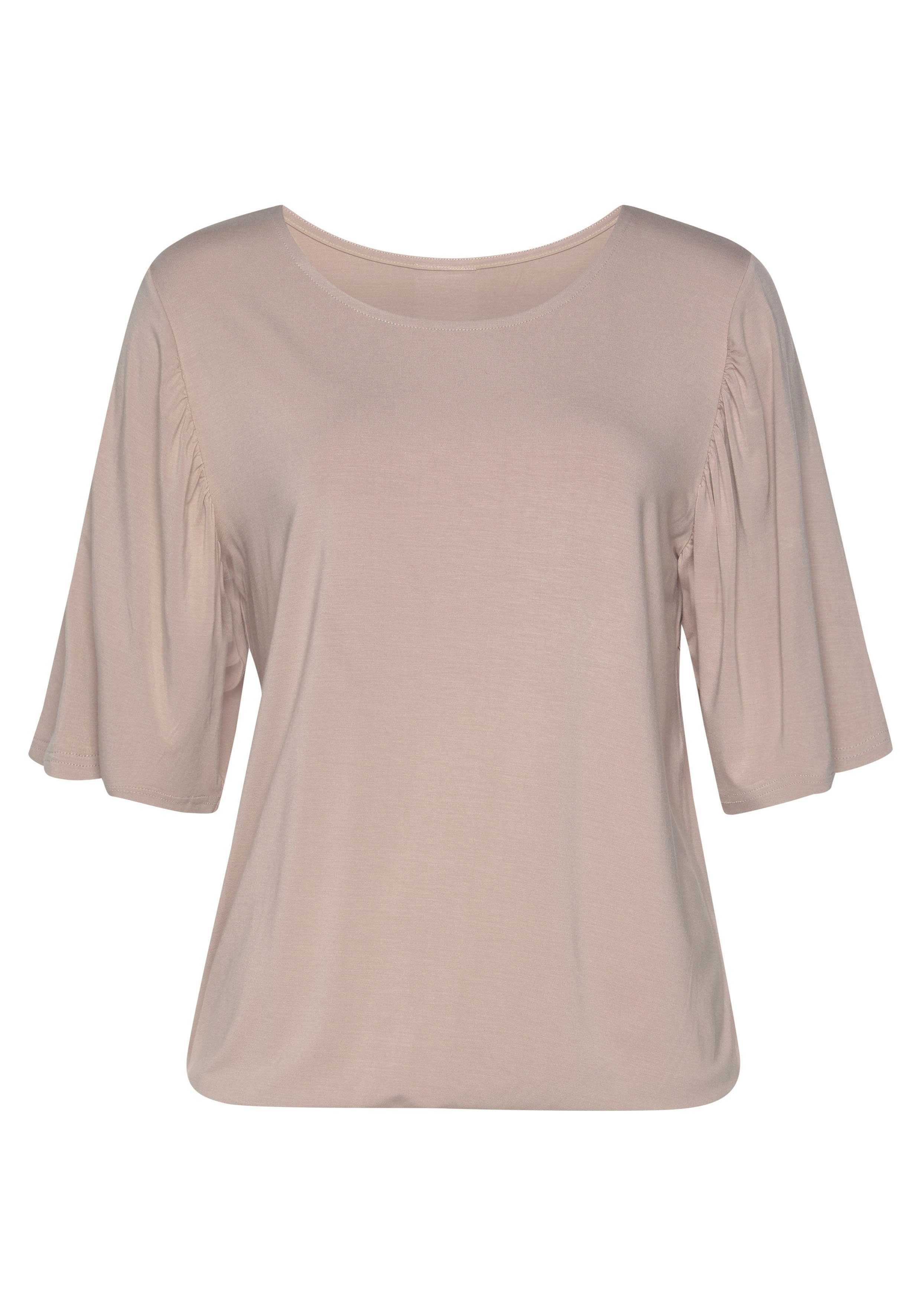 Vivance Rundhalsshirt "mit zarter Raffung an den Ärmeln", aus weichem Visko günstig online kaufen