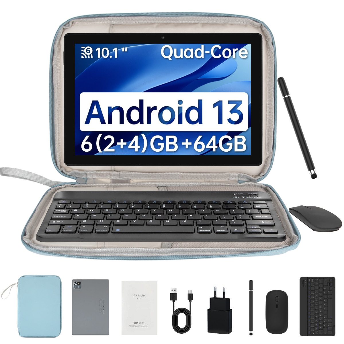 10 Zoll 64 GB 1280x800 IPS Maus Tastatur Handschrift Stift Set Tablet