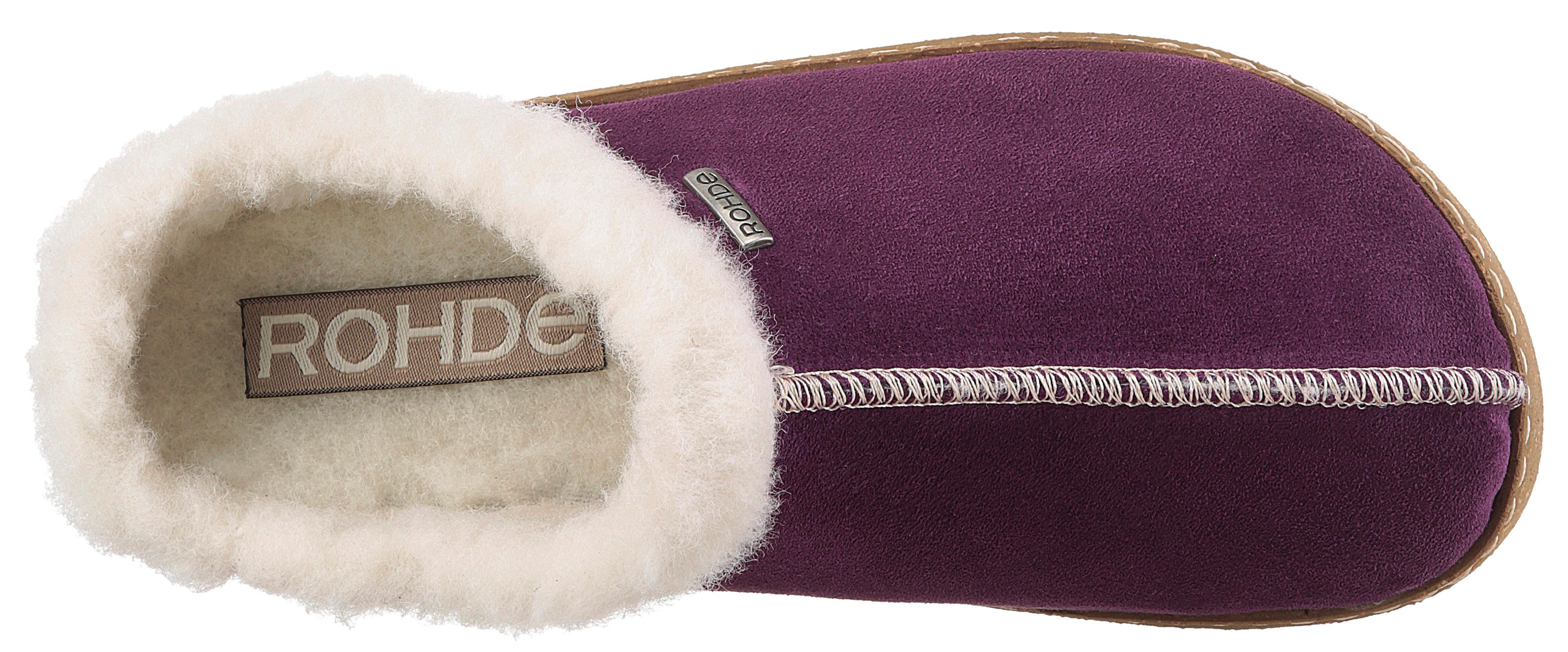 Rohde FOGGIA-D Pantoffel Hausschuh, Clog mit herausnehmbarer Innensohle aus Lammwolle