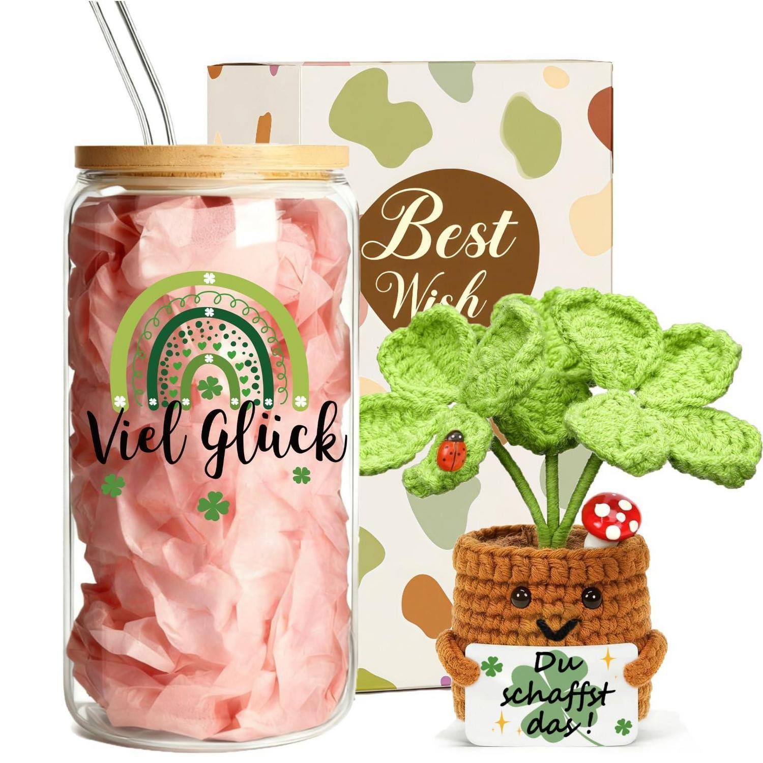 LuxusKollektion Gläser-Set Glücksbringer Set mit Trinkglas, Glas