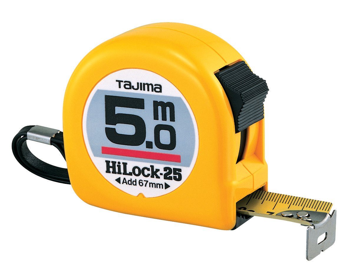 Tajima Maßband TAJIMA HI-LOCK Bandmass 5m/25mm gelb, TAJ-11350