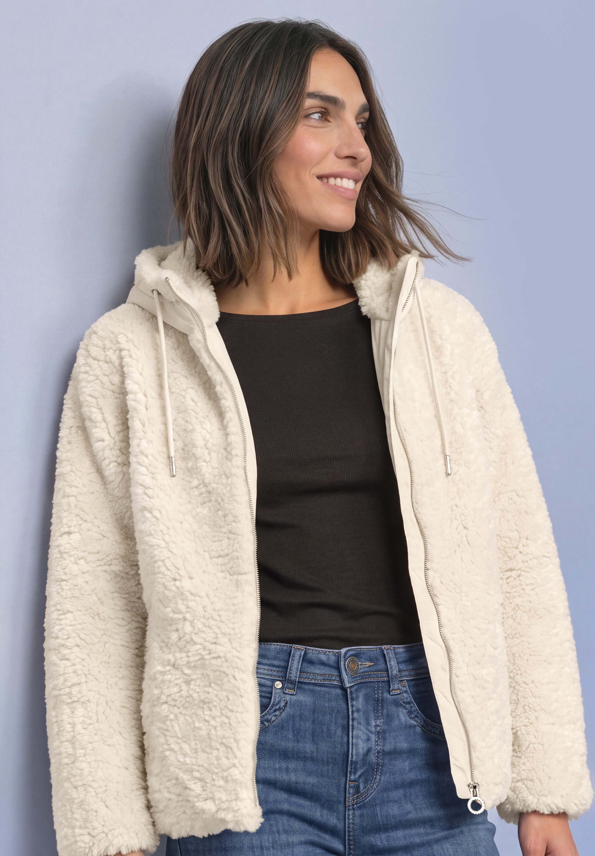 STREET ONE Blouson Teddy-jacek mit Softshell-Kapuze