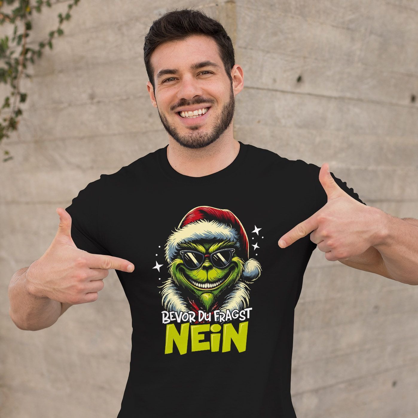 MoonWorks Print-Shirt Herren T-Shirt Weihnachten Anti Weihnachtsshirt Grinch Nein mit Print