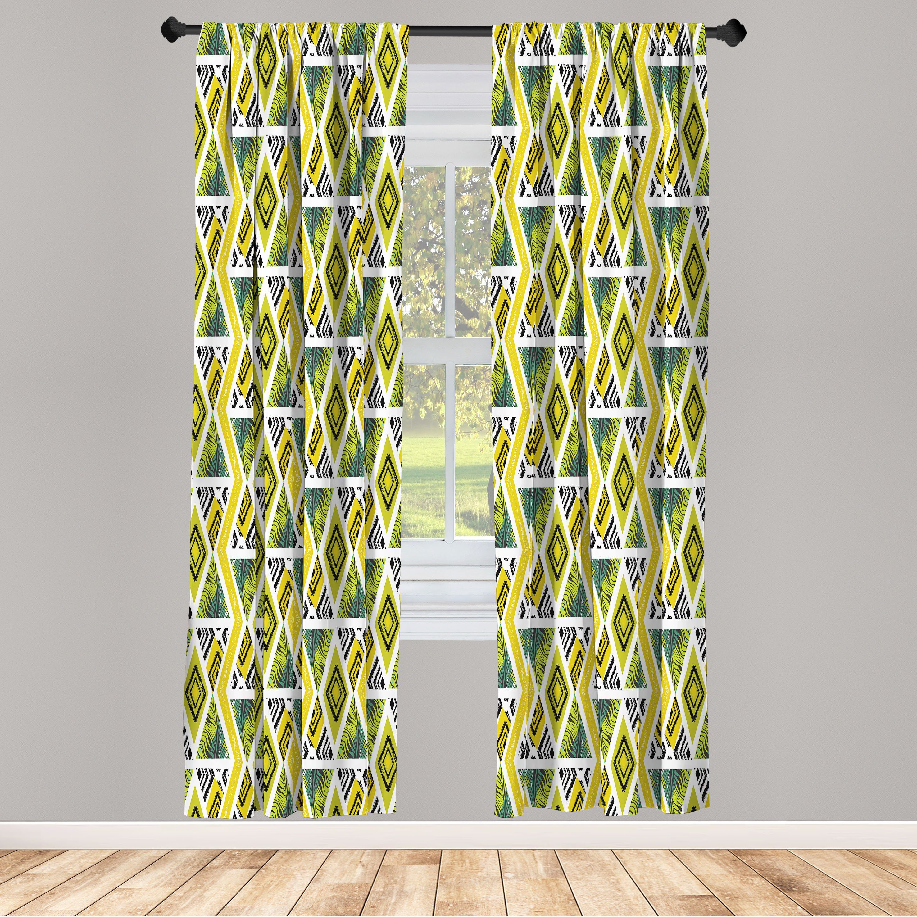 Gardine Vorhang für Wohnzimmer Schlafzimmer Dekor, Abakuhaus, Microfaser, Tropisch Exotische Muster Zebra-Streifen