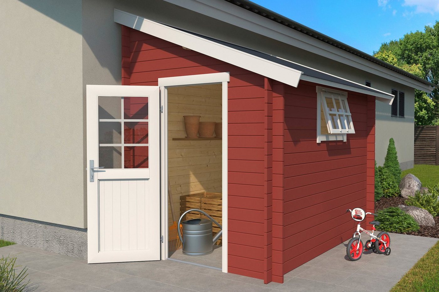 Thumbnail - LASITA MAJA Gartenhaus Jura 2, BxT: 215x295 cm, Blochbohlenhaus 28mm, Fundamentmass 1800x2750, Schwedenrot