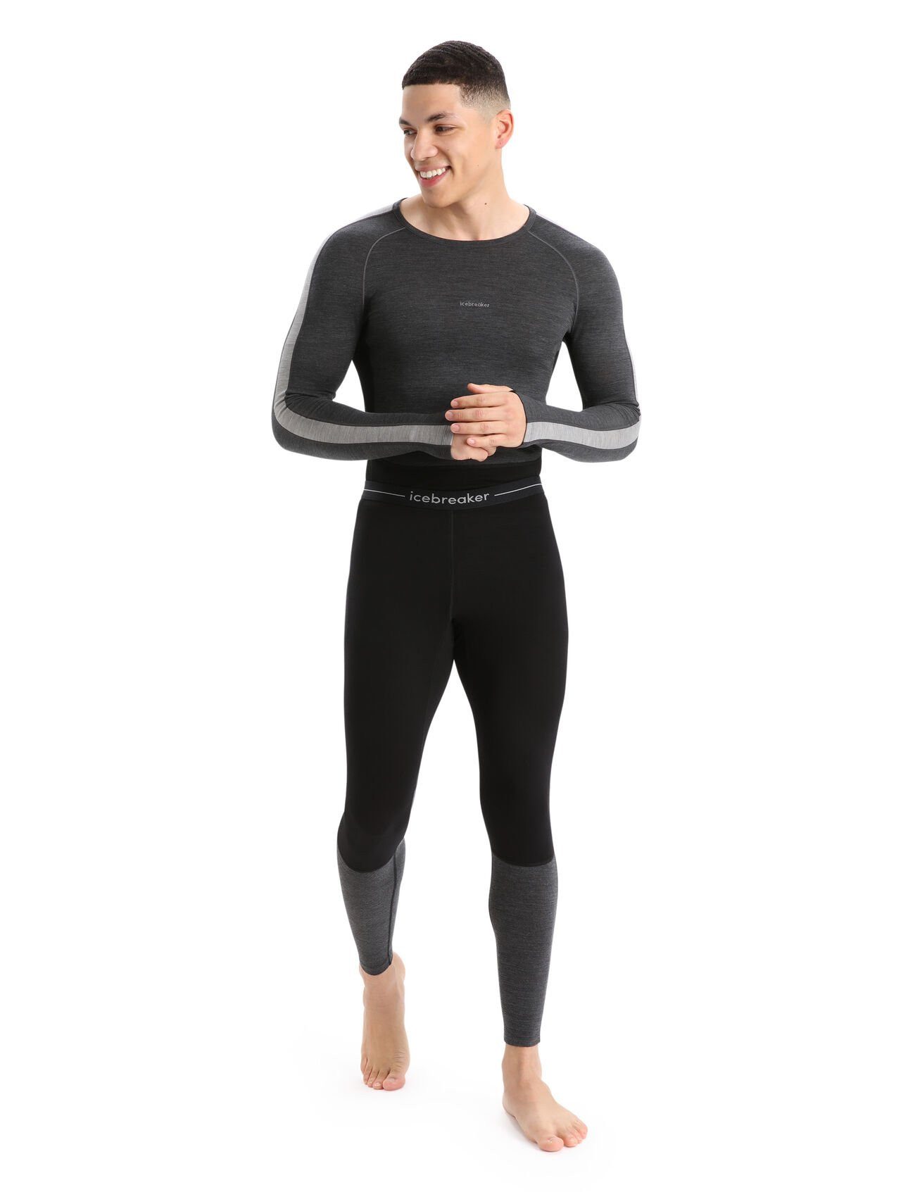 Icebreaker Leggings Unterwäsche 200 ZoneKnit (Merinowolle, enganliegend) schwarz/grau