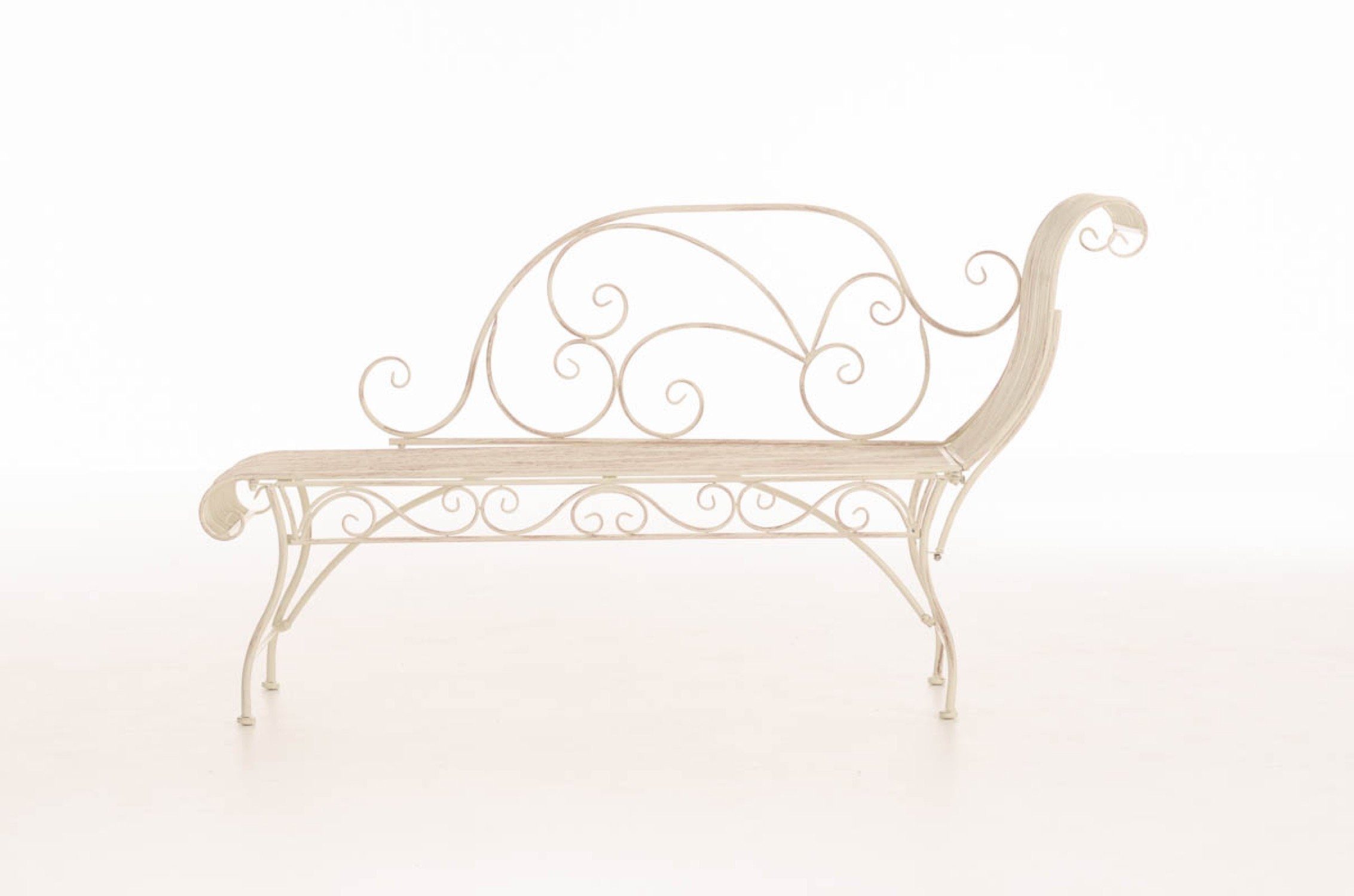 TPFGarden Gartenbank Karina, Metallbank Gartenliege antik Eisenbank für 3 Personen Antik-Creme