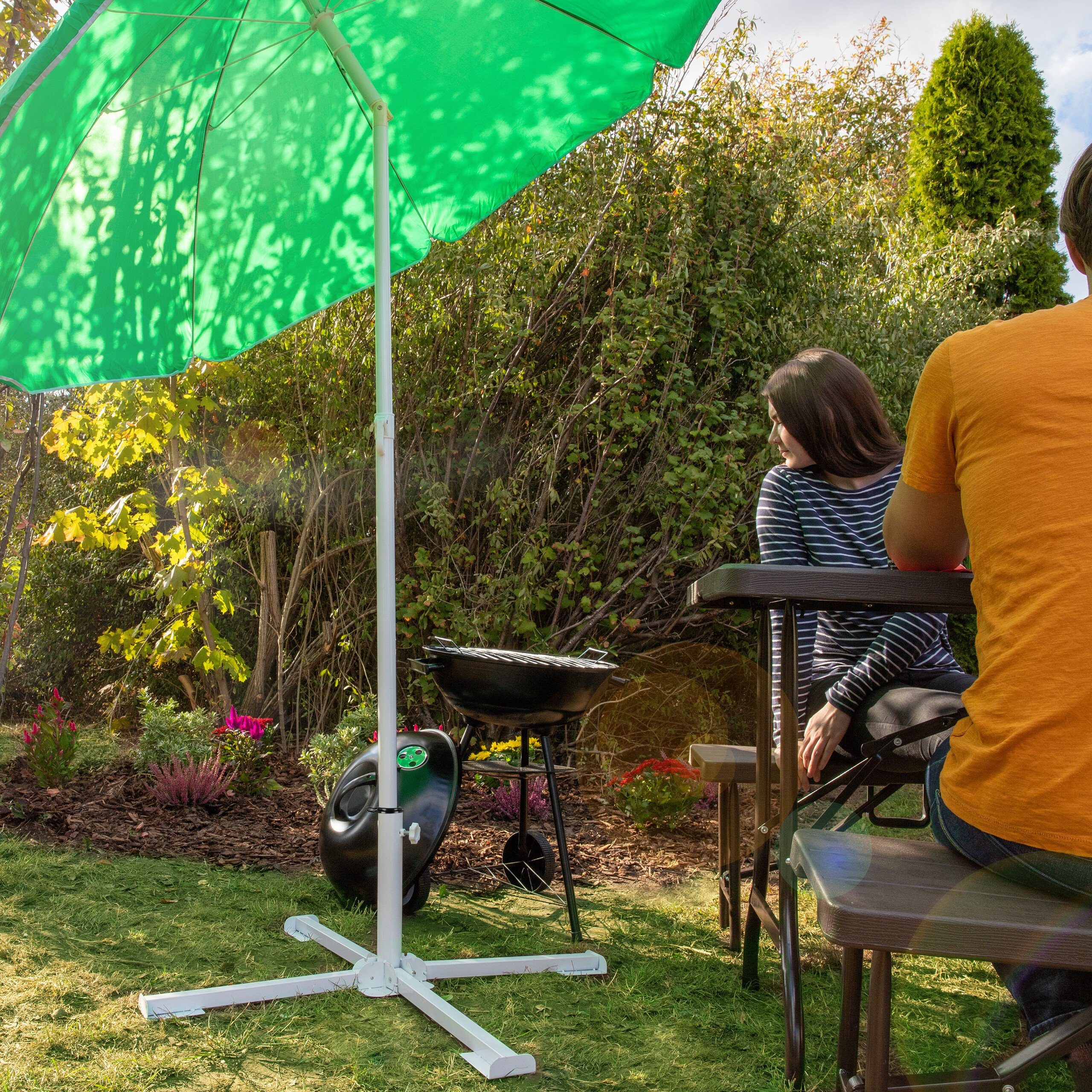 relaxdays Plattenständer Sonnenschirm weiß günstig online kaufen
