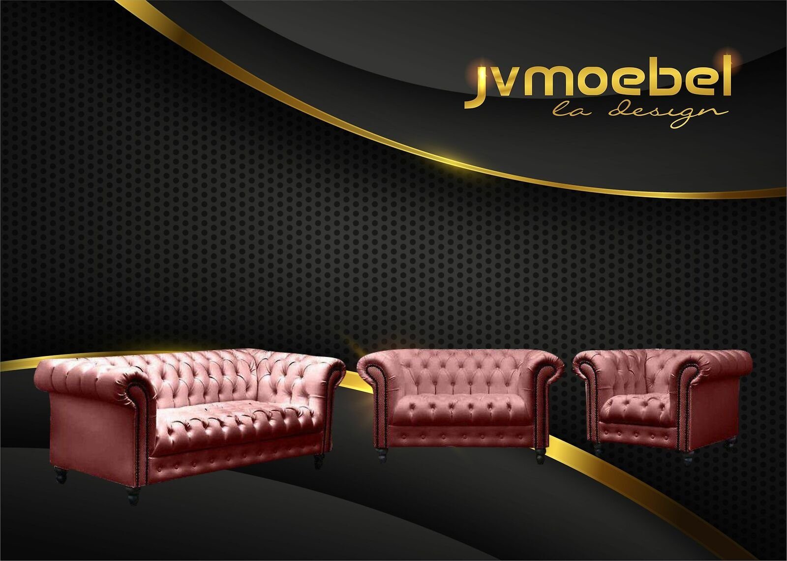 JVmoebel Sofa, Die Rückenlehne und die Sitzfläche ist mit Knöpfen verziert, Armlehne mit Nieten Rot