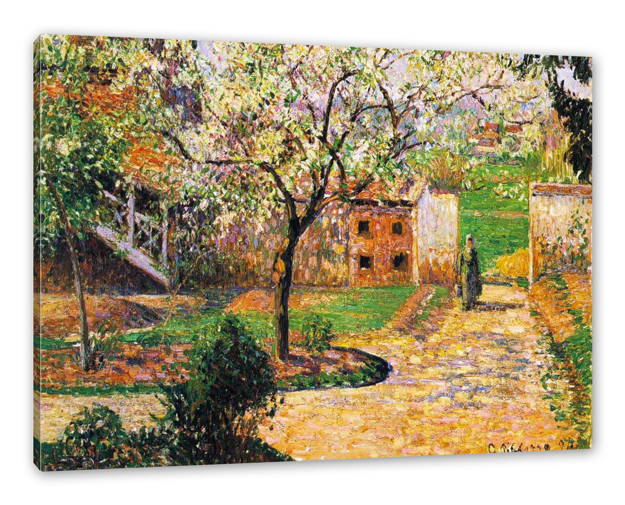 Pixxprint Leinwandbild Camille Pissarro - Flowering Plum Tree Eragny, Camille Pissarro - Flowering Plum Tree Eragny (1 St), Leinwandbild fertig bespannt, inkl. Zackenaufhänger