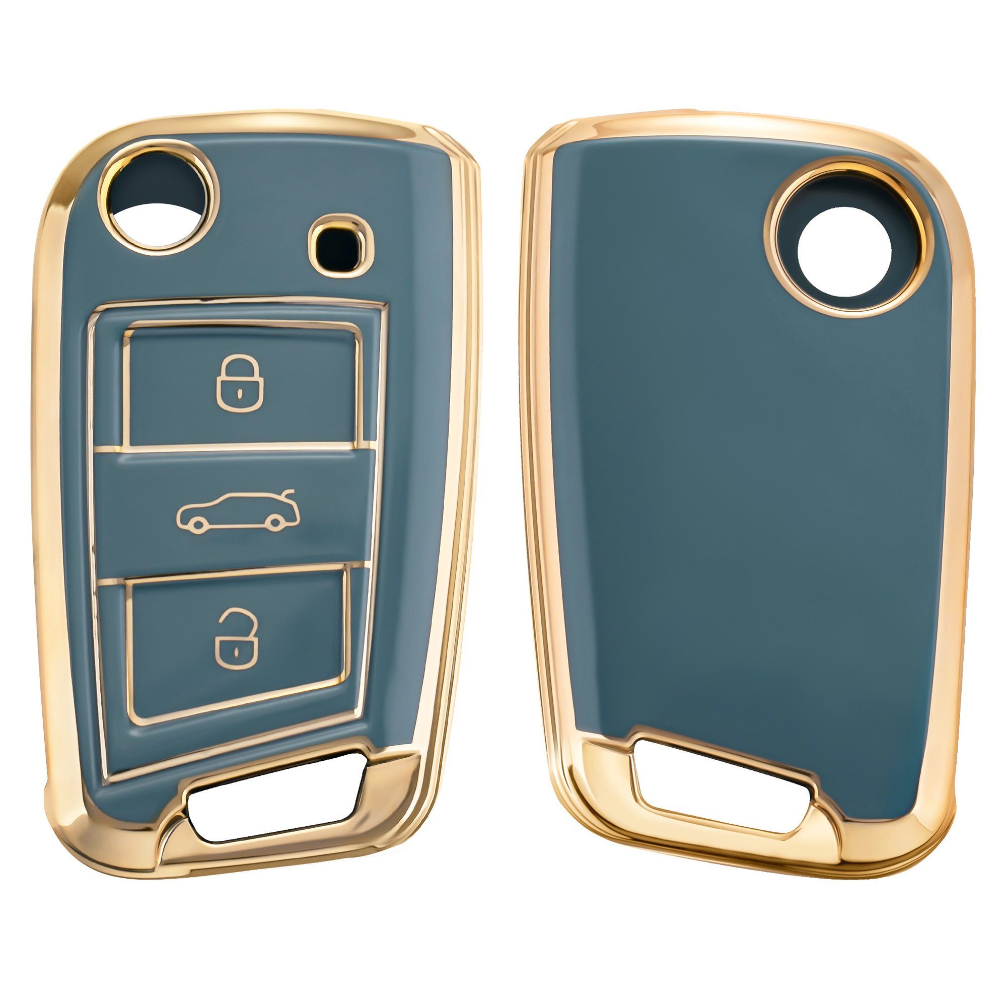 Golf Schlüsseltasche Hülle 7 Schlüsselhülle VW Autoschlüssel kwmobile Cover Silikon Blau MK7, für