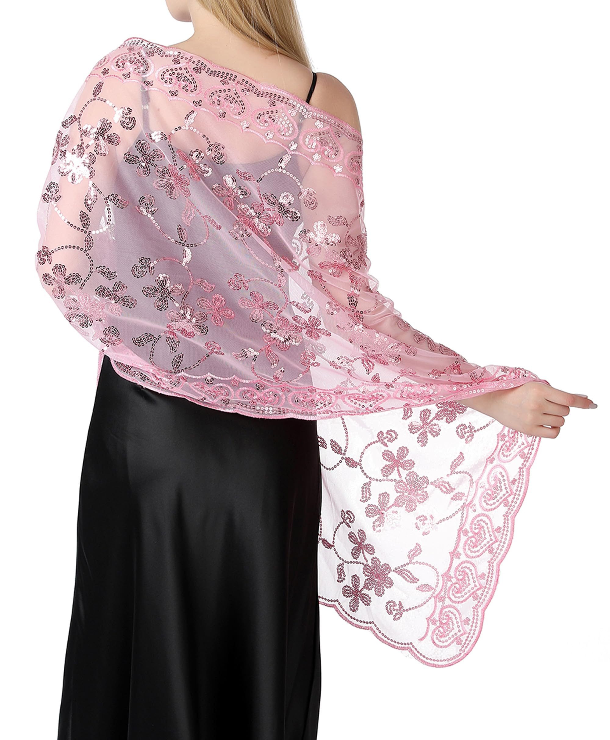 Zaewry Modeschal Schals und Tücher für Abendkleider – Elegante, transparente Damen, Jahre mit Blumenmuster, ideal für Hochzeiten