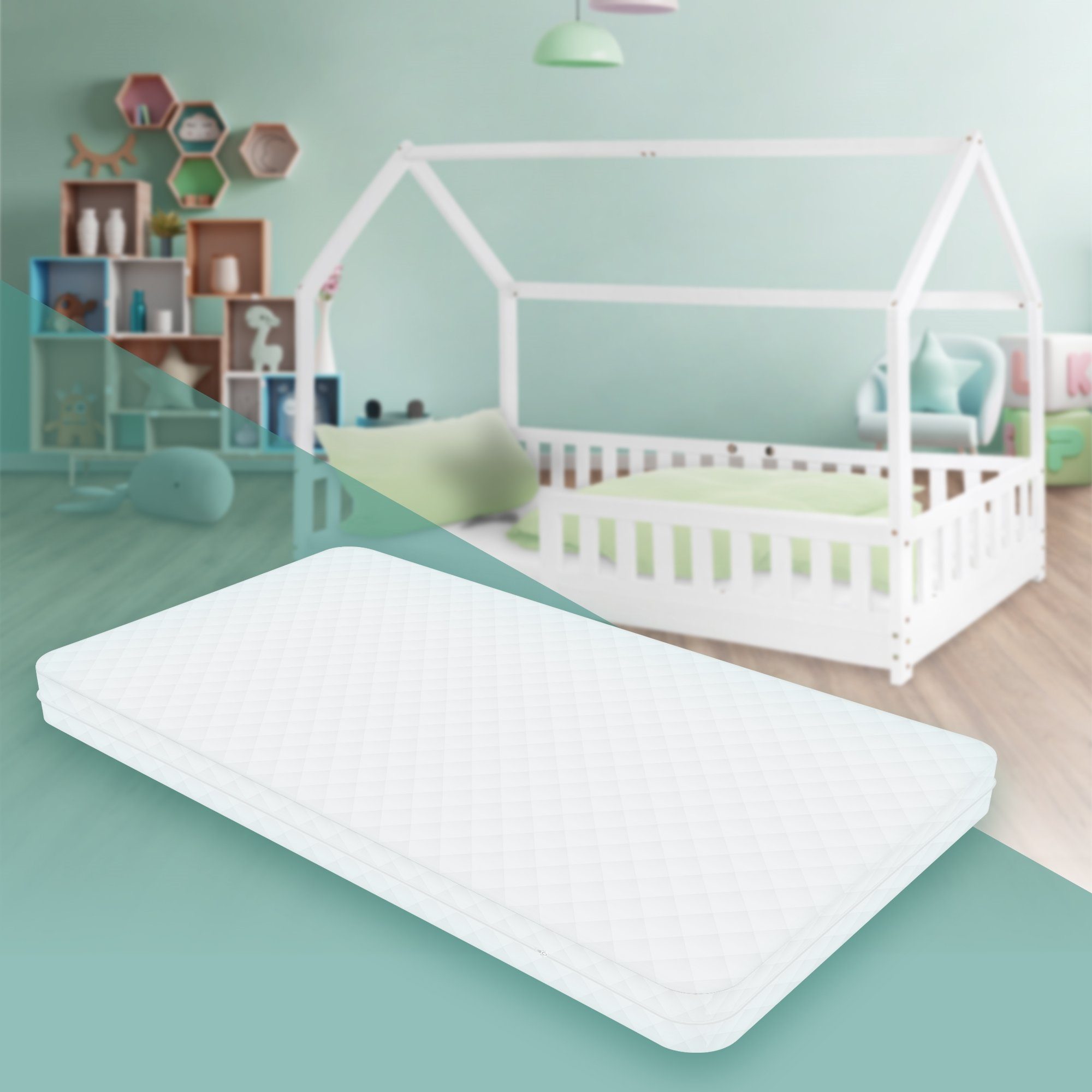 Kaltschaummatratze Juniormatratze Kindermatratze mit Reißverschluss und waschbarem Bezug, ML-DESIGN, 10 cm hoch, atmungsaktiv Matratze 90x200x10cm Schadstoffgeprüft für Kinderbett, H4
