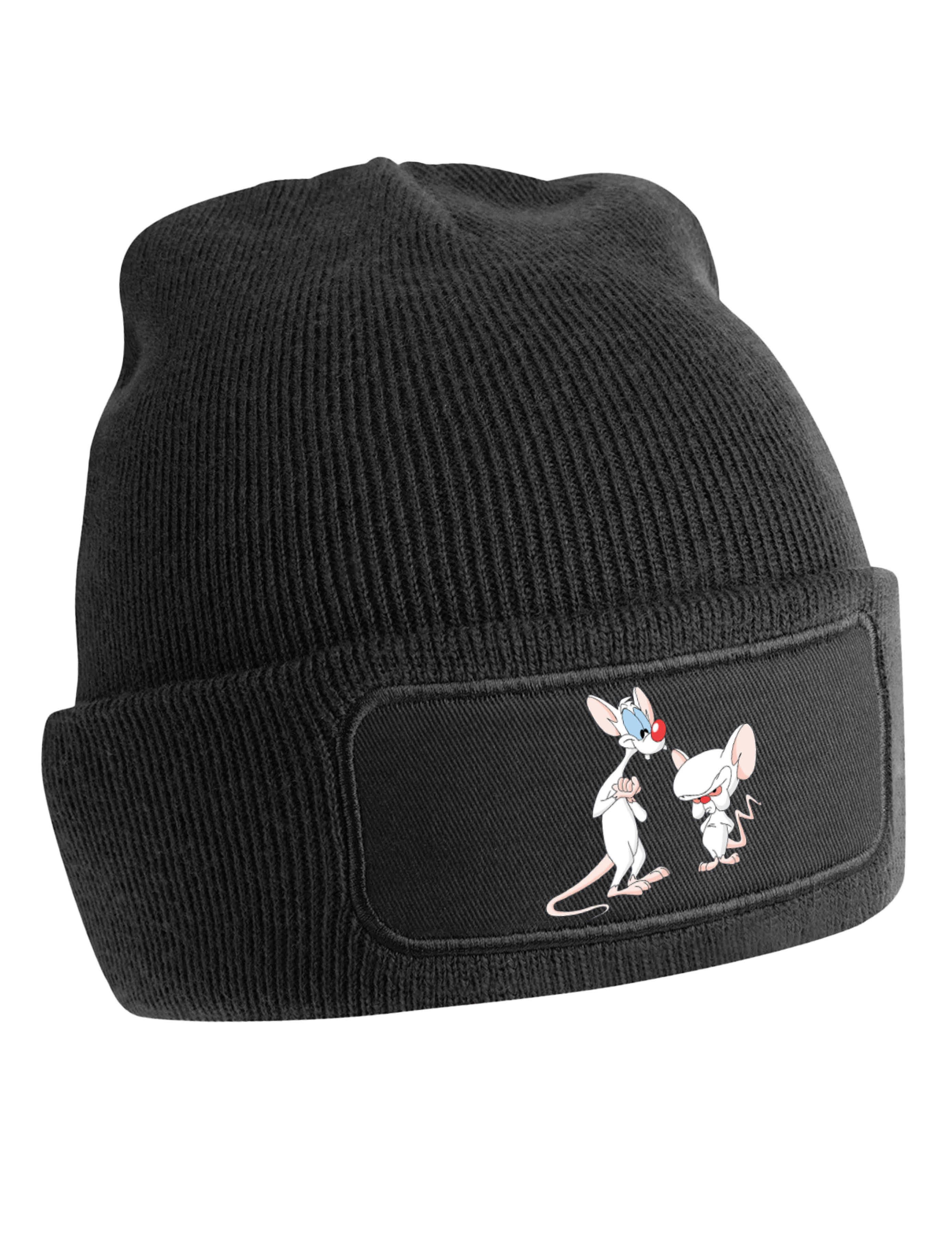 Youth Designz Beanie Brain & Pinky Unisex Beanie Mütze Wintermütze Statement Strickmütze mit lustigem Fun Print für Herren & Damen