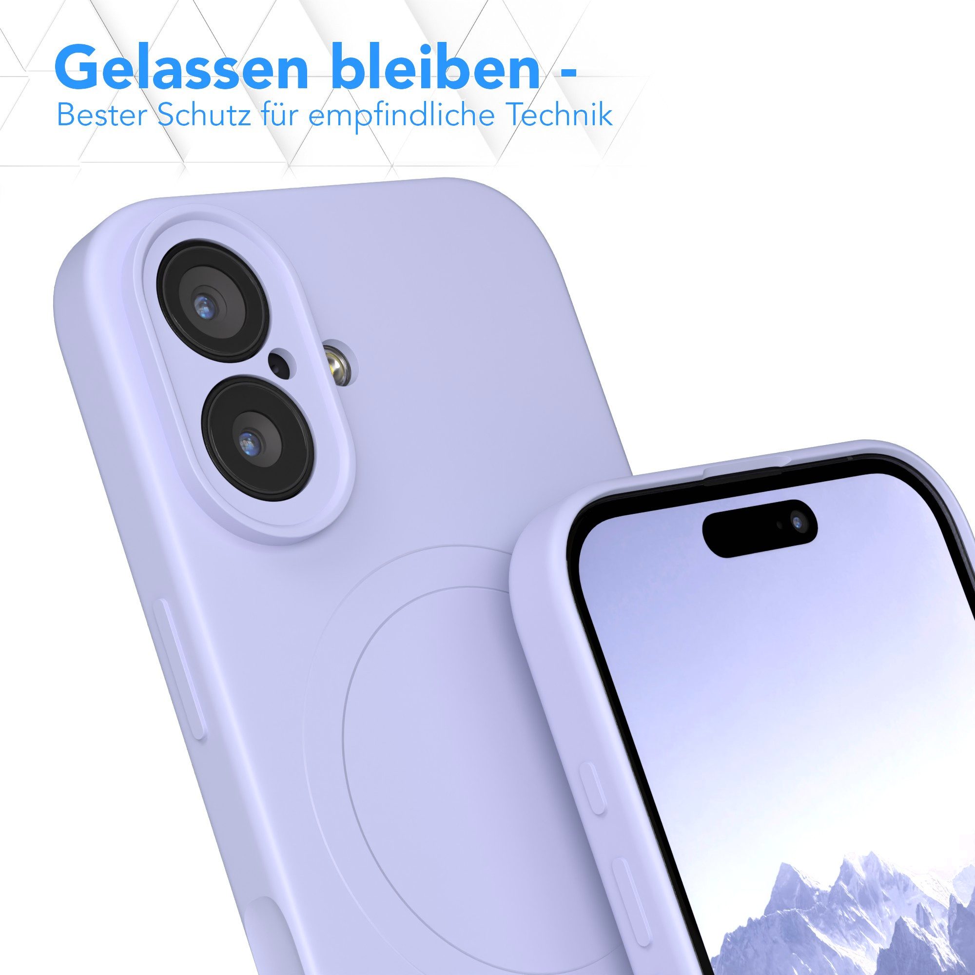 EAZY CASE Handyhülle für Apple iPhone 17 Hülle Silikon 6,3 Zoll, MagSafe Soft-Silikonhülle kabelloses Laden matte Oberfläche Blau Lila – Bild 4 von 5