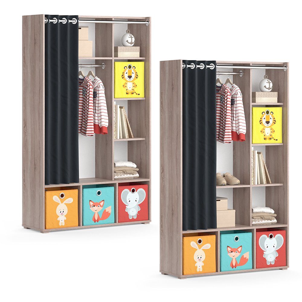 Kleiderschrank Luigi | Vicco Sonoma Faltboxen Sonoma mit Kinderkleiderschrank Sonoma