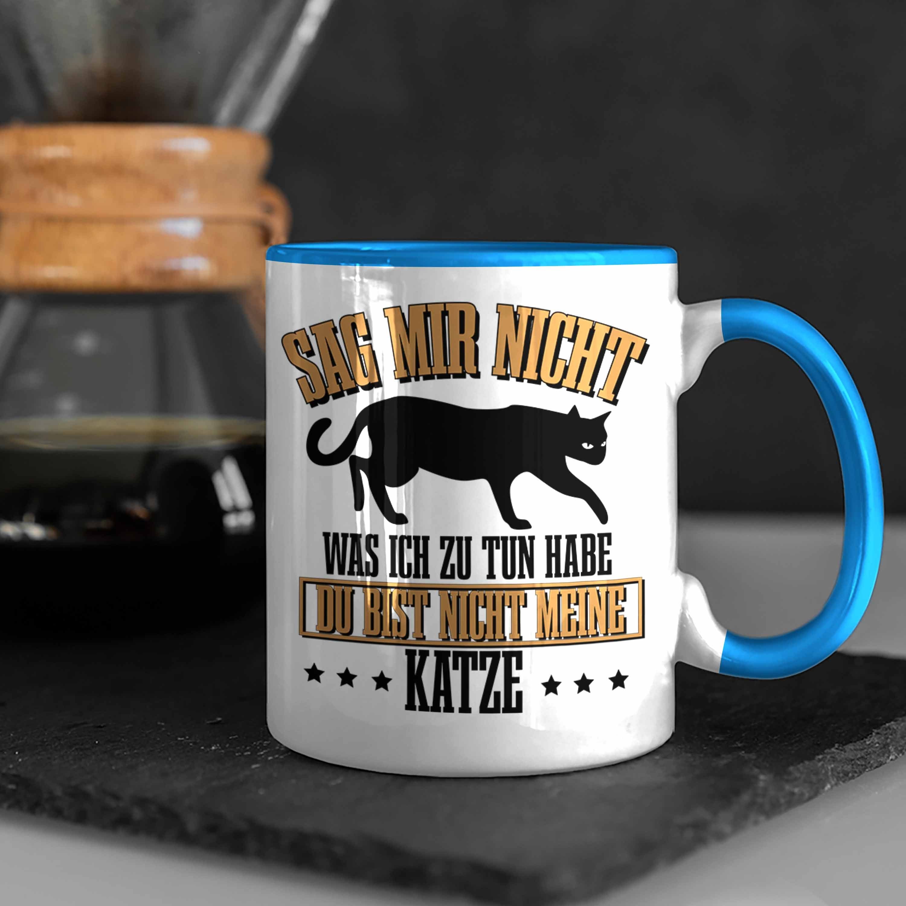 für Katzenbesitzer Blau Lustige Geschenk Tasse für Tasse Katzen-Mamas Trendation