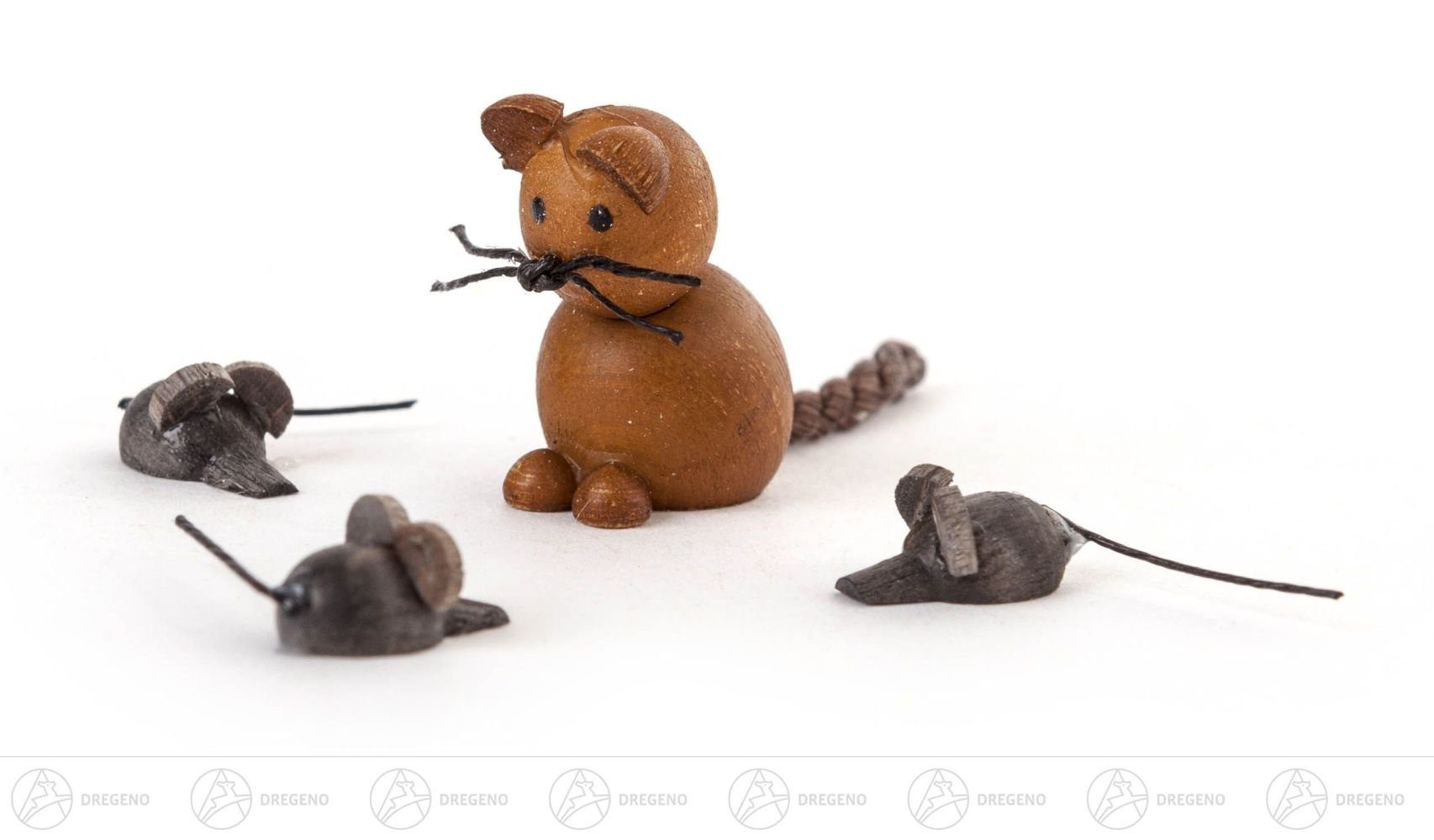 Dregeno Erzgebirge Miniatur und mit Mäusen (4) 2 niedliches cm 3 NEU, Höhe Weihnachtsfigur ca Maus Katz