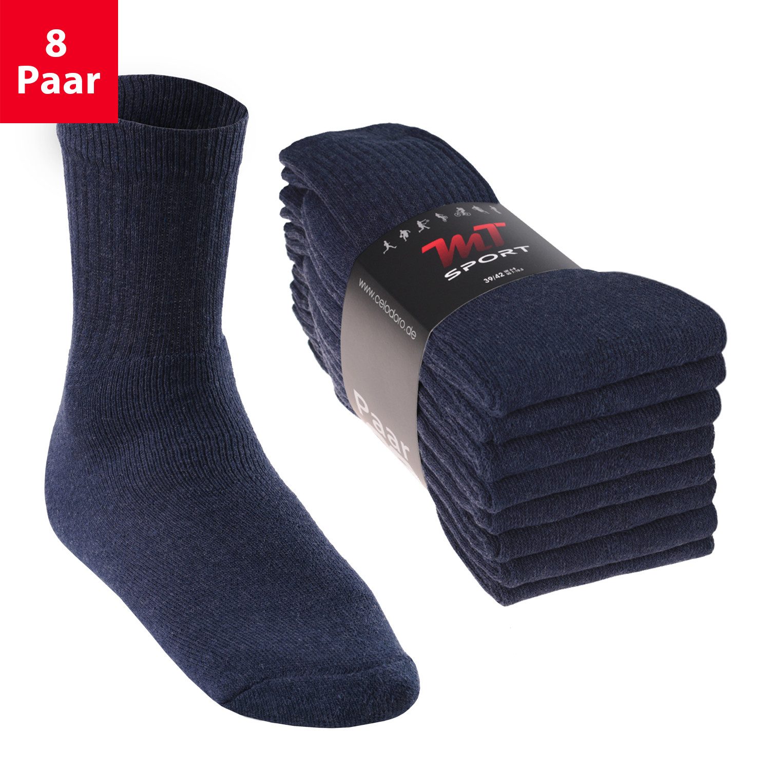 MT Tennissocken 8 Paar, 16 Paar Tennissocken für Damen & Herren (8-Paar)
