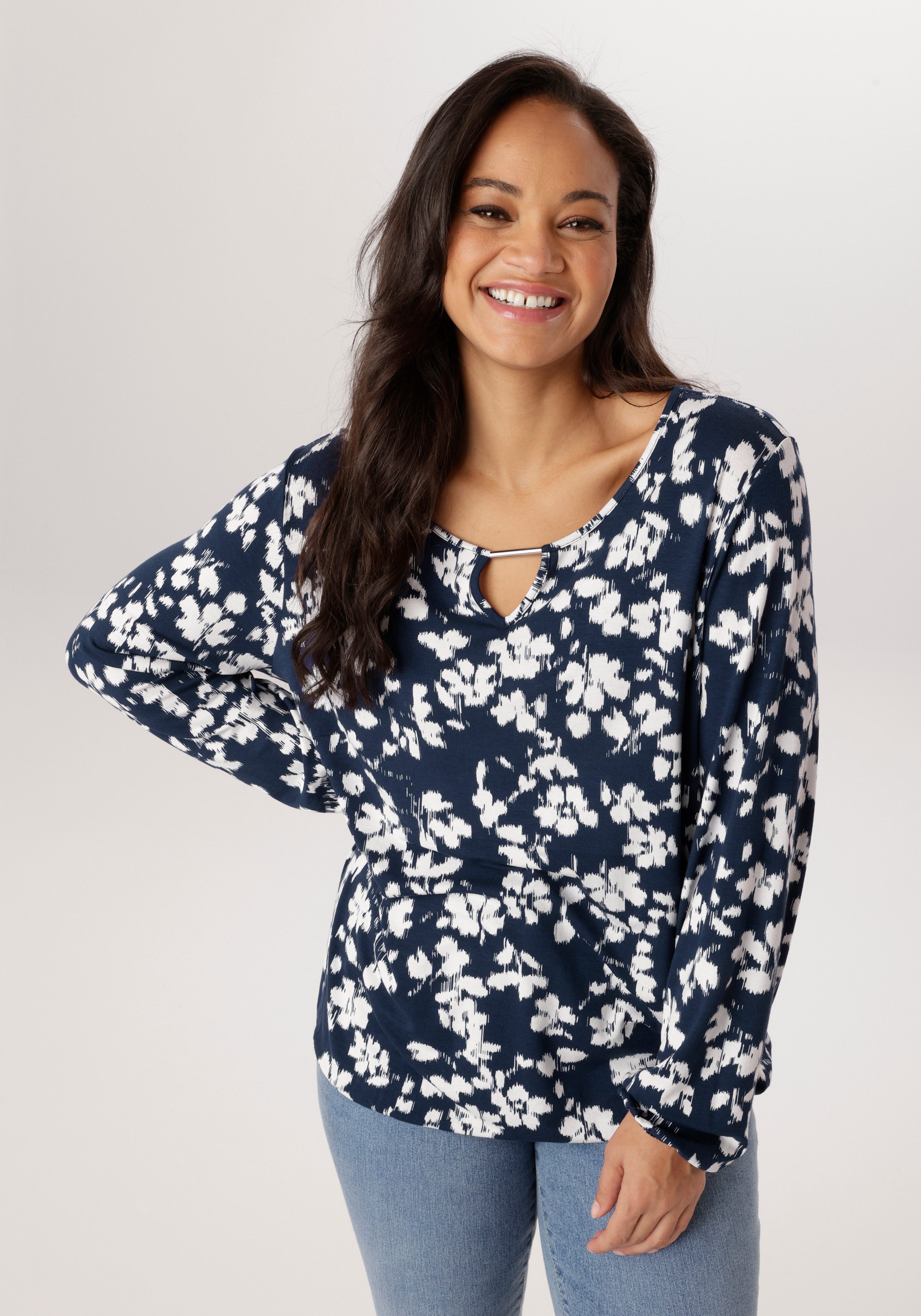 Aniston PLUS Langarmshirt aus weich fließender Viskose - NEUE KOLLEKTION günstig online kaufen