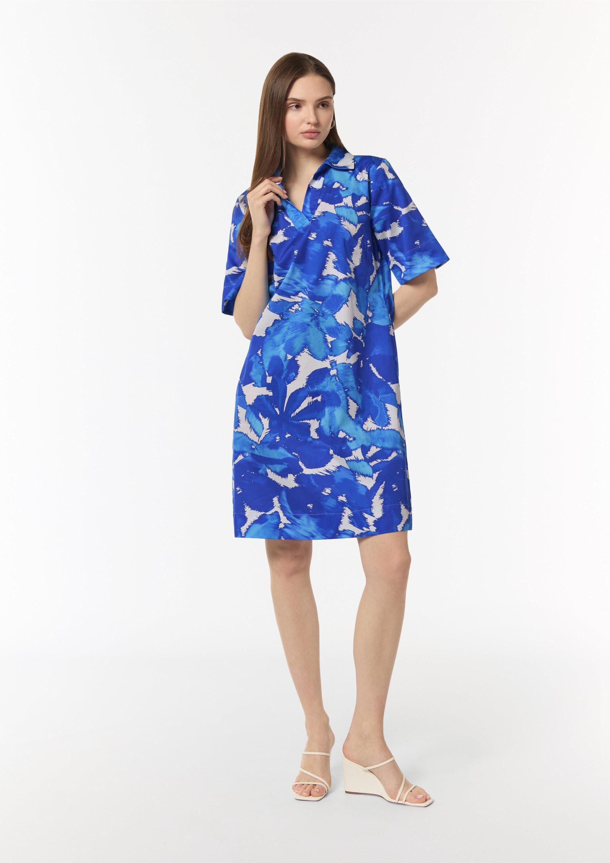 comma Minikleid Kleid Baumwoll-Kleid mit Hemdkragen und All-over-Print günstig online kaufen