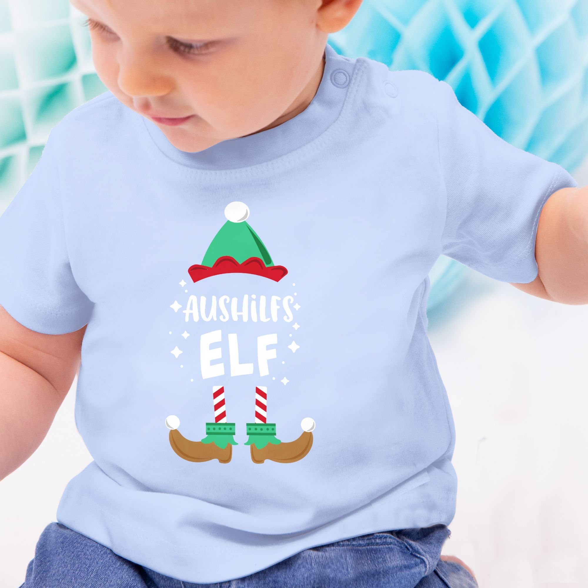 Weihnachten T-Shirt Kleidung Babyblau Baby Aushilfs-Elf Shirtracer Weihnachten 3